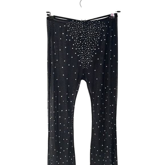 WOW! COMPLETELY SEE THROUGH BLACK STRETCH BELL BOTTOM PANTS! SZ L - Picture 3 of 8